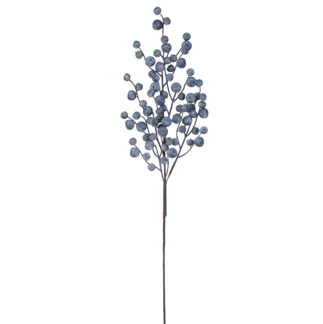 Blue Iced Powdered Berry Christmas Spray 30"
