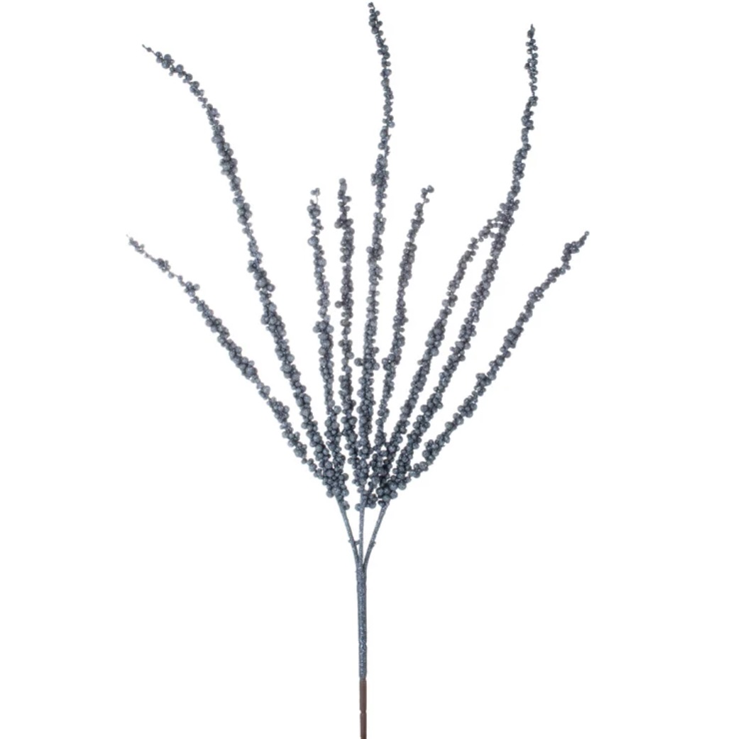 Blue Glitter Berry Spike Christmas Branch 40"