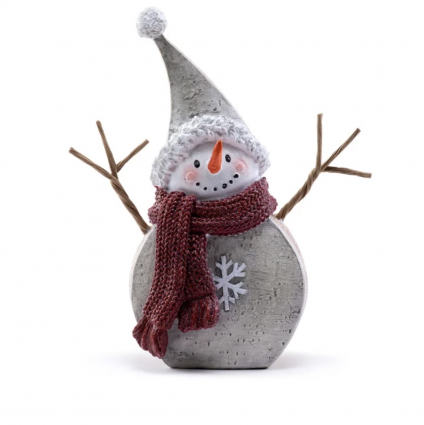 Snowman with Red Scarf Resin Figurine 8"