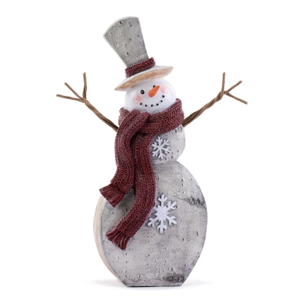 Large Snowman with Red Scarf Resin Figurine 11.75"