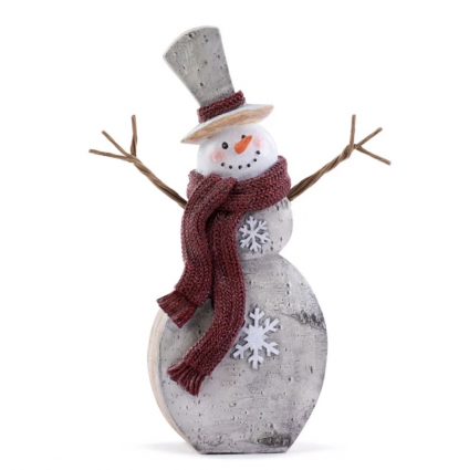 Large Snowman with Red Scarf Resin Figurine 11.75"