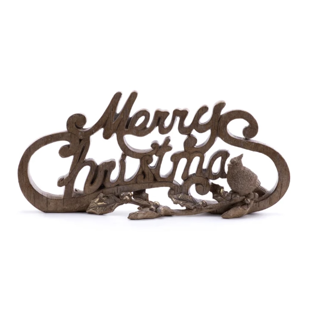 Wood Grain Merry Christmas Tabletop Sign 11.5"