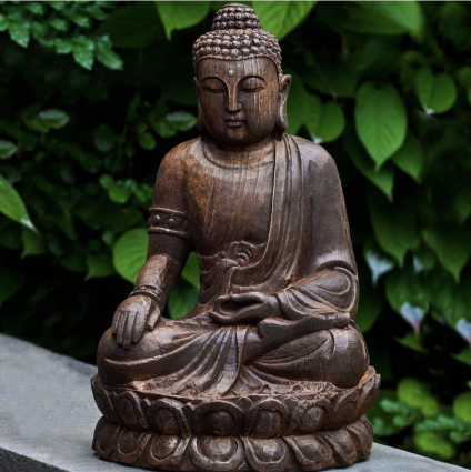 Antique Lotus Buddha Cast Stone Statue