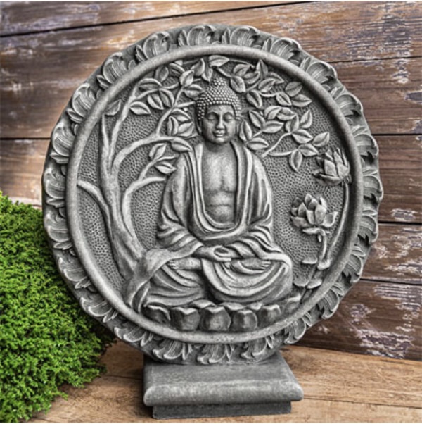 Celestial Buddha Rondelle Cast Stone Wall Plaque