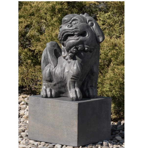 Left Japanese Foo Dog Cast Stone Statue