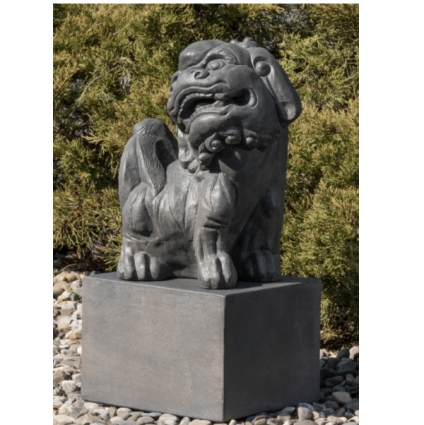 Left Japanese Foo Dog Cast Stone Statue