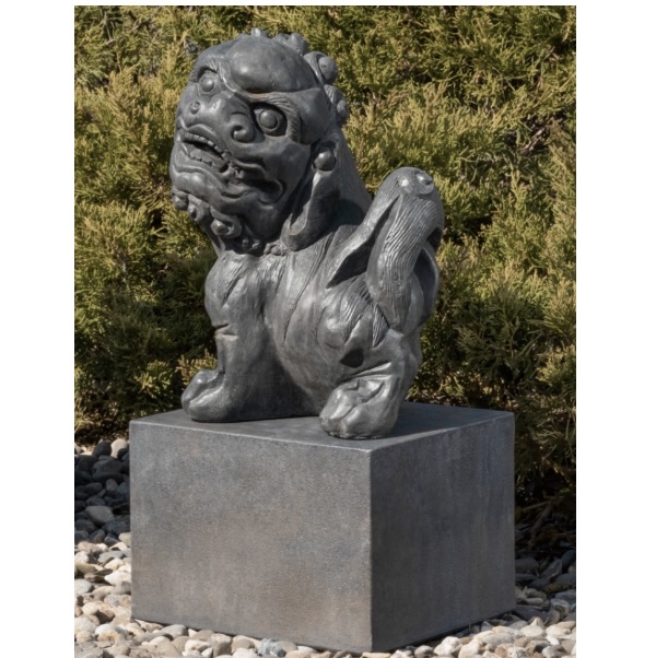 Right Japanese Foo Dog Cast Stone Statue