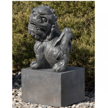 Right Japanese Foo Dog Cast Stone Statue