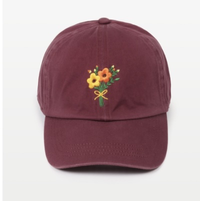 Plum Floral Embroidered Hat