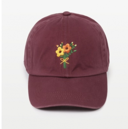 Plum Floral Embroidered Hat