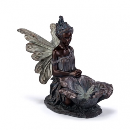 Bronze Sitting Fairy Flower Birdfeeder 20.5"H 