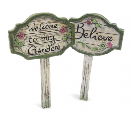 Welcome to My Garden and Believe Fairy Garden Signs