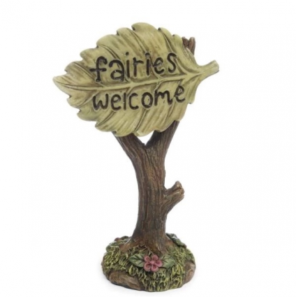 Fairies Welcome Leaf Garden Sign