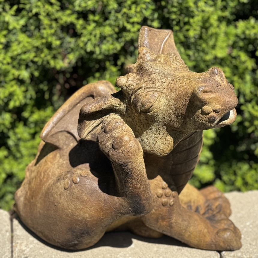 Iggy the Itchy Dragon Cast Stone Garden Statue