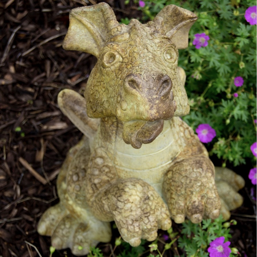 Bella the Begging Dragon Cast Stone Garden Statue