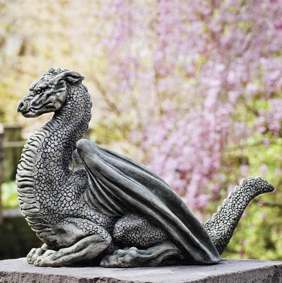 Pelath Dragon Cast Stone Garden Statue
