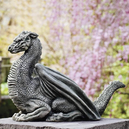 Pelath Dragon Cast Stone Garden Statue