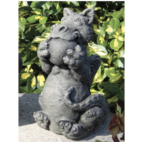 Lil Dragon Playing Ball Cast Stone Garden Statue