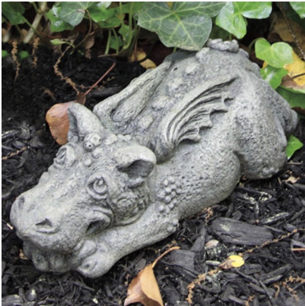 Lil Dragon with Ladybug Cast Stone Garden Statue
