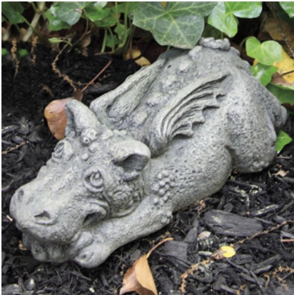Lil Dragon with Ladybug Cast Stone Garden Statue
