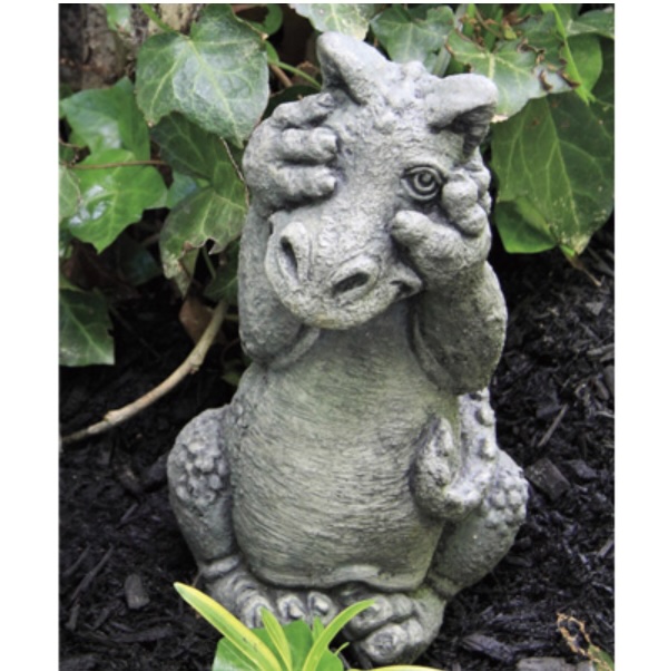 Lil Dragon Peek-A-Boo Cast Stone Garden Statue