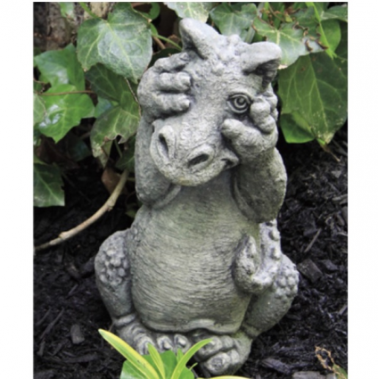 Lil Dragon Peek-A-Boo Cast Stone Garden Statue