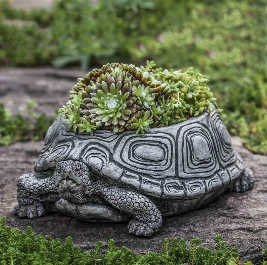 Turtle Cast Stone Planter 