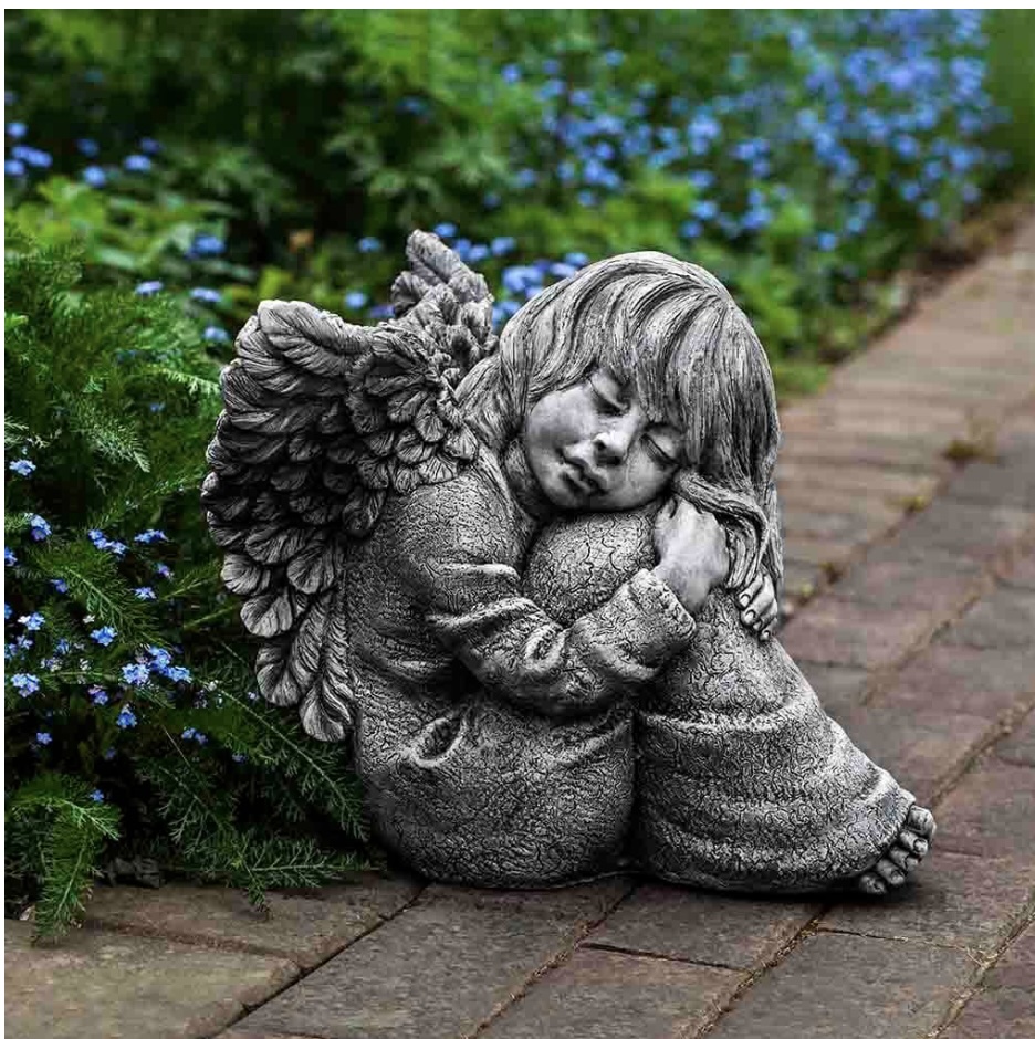 Eva Cast Stone Cherub Garden Statue