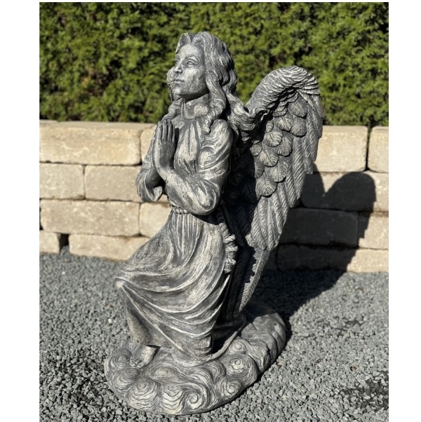 Kneeling Angel Cast Stone Garden Statue