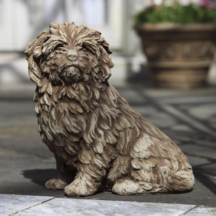 Fluffy Dog Cast Stone Garden Statue
