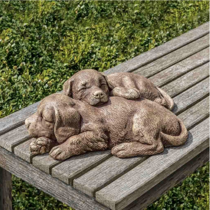 Nap Time Puppies Cast Stone Dog Garden Statue