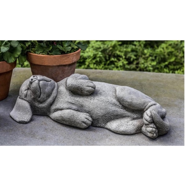 Belly Rubs Dog Cast Stone Garden Statue