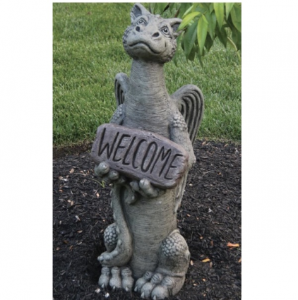 Tall Grinsey Welcome Cast Stone Garden Statue