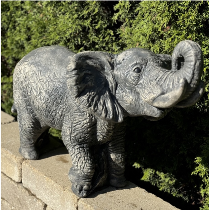 Ellie the Elephant Piped Cast Stone Garden Statue