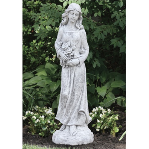 Springtime Flower Girl Cast Stone Garden Statue