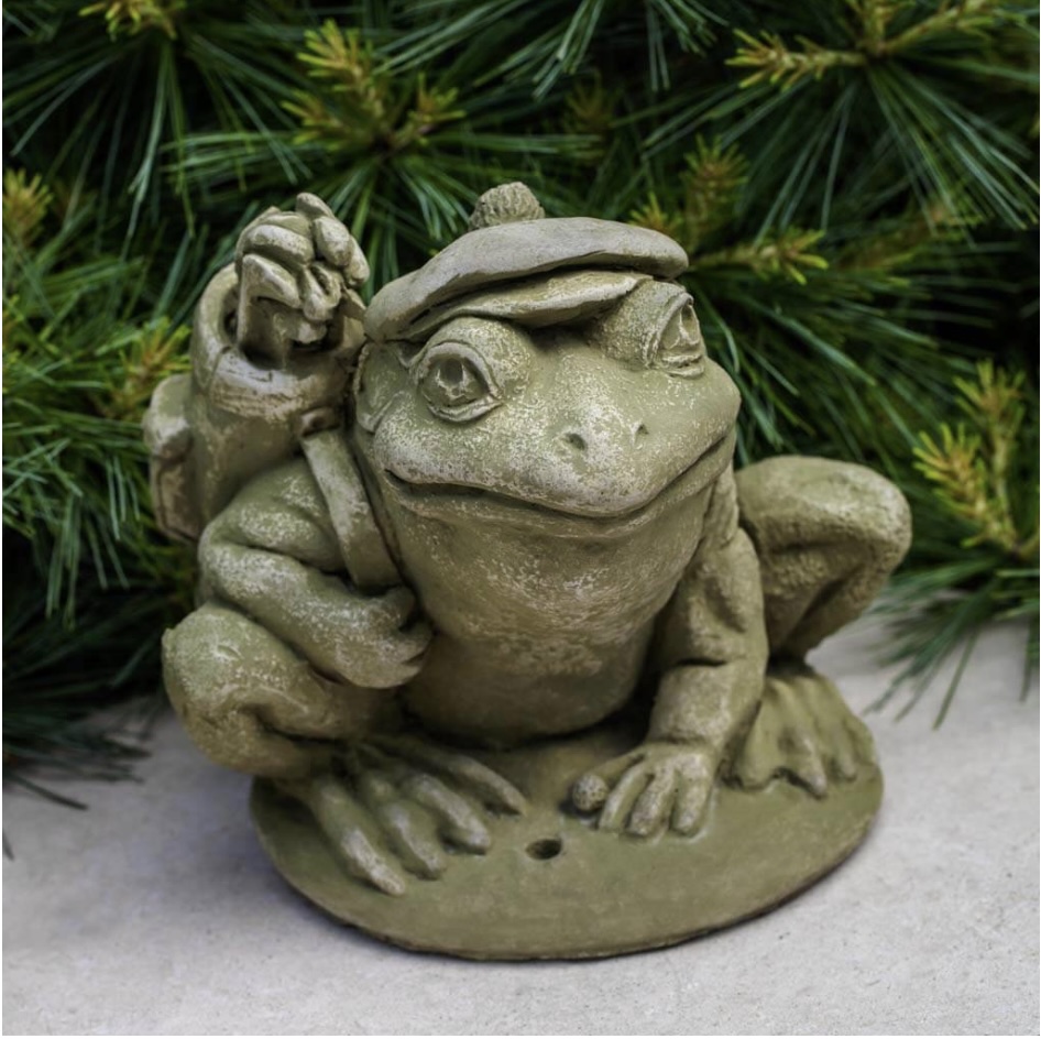 Golfer Frog Cast Stone Garden Statue
