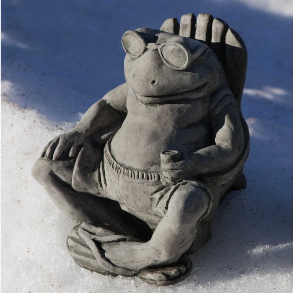 Bud on the Beach Frog Cast Stone Garden Statue