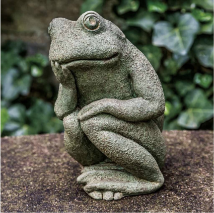 Small Thoughts Frog Cast Stone Garden Statue