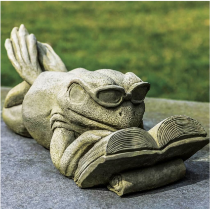 Summer School Frog Cast Stone Garden Statue