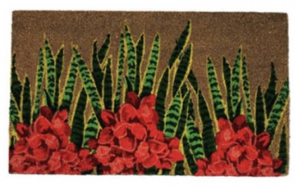 Red Tropical Floral Doormat