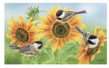 Sunflowers & Chickadees Doormat