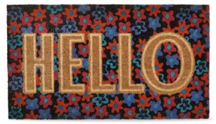 Hello Embossed Non-Slip Coir Doormat