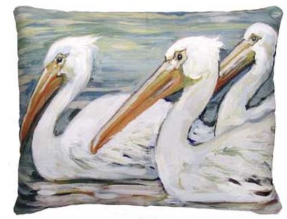 White Pelicans Pillow 19″ &times; 24″