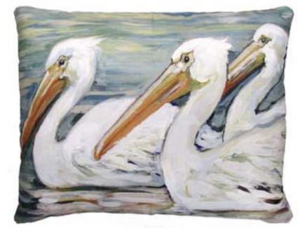White Pelicans Pillow 19″ &times; 24″