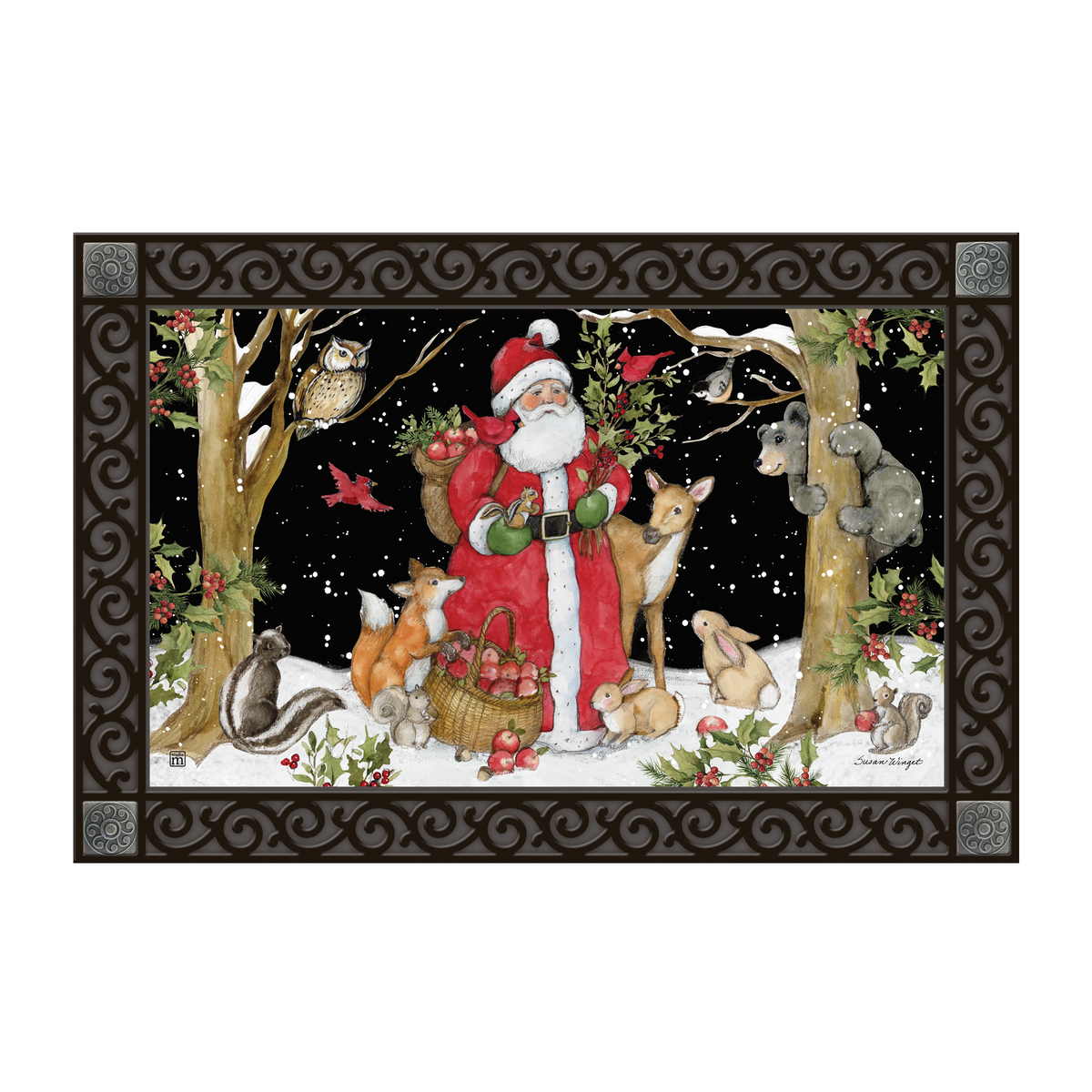 Forest Animals with Santa Christmas Doormat