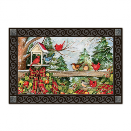 Winter Gathering Birds Doormat