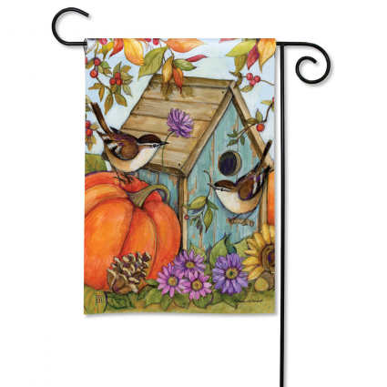 Autumn Birdhouse Mini Flag