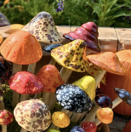 Fall Shroomyz Ceramic Garden Accents 12″