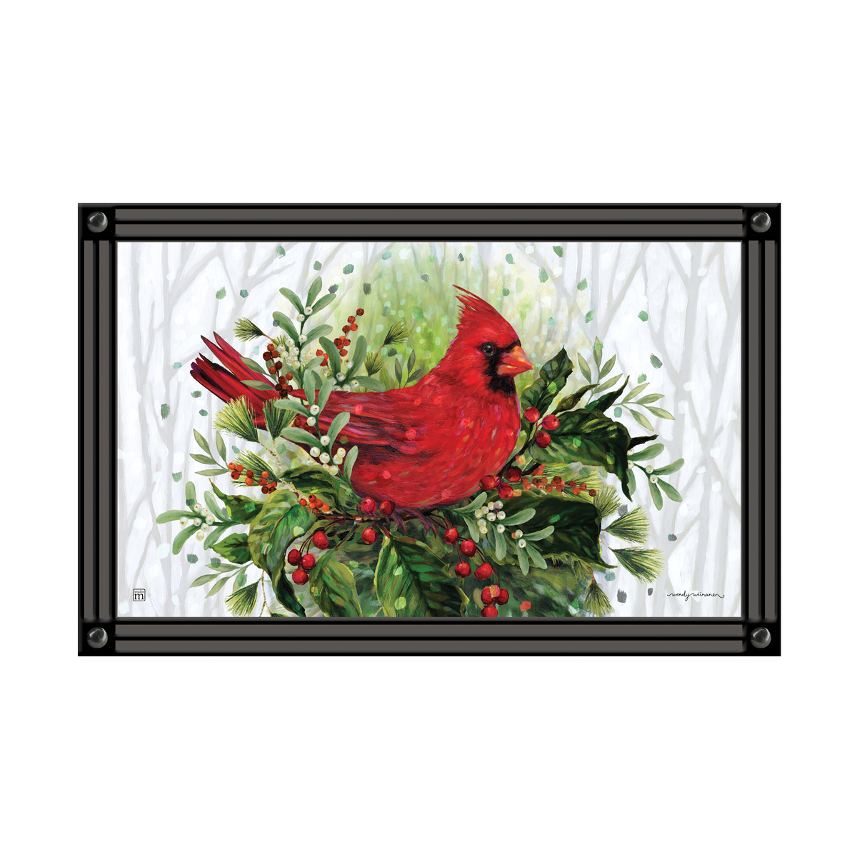 Cardinal on Boughs Doormat