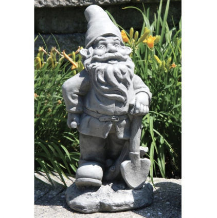 Lazy Daze Gnome with Shovel Cast Stone Garden Gnome